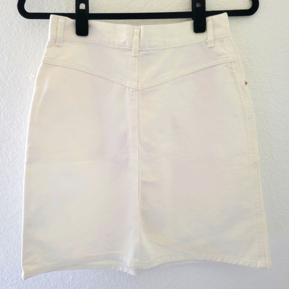 Vintage 80s Deadstock Palmetto's White Denim Skirt NWT 27" Waist Made In USA - Picture 8 of 8